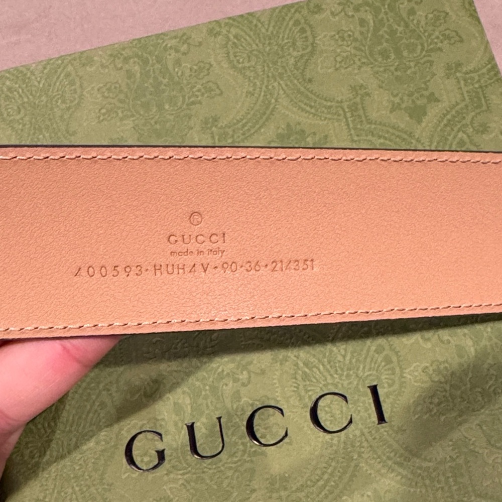 Gucci Beige and Brown GG Monogram Belt - Picture 2 of 5